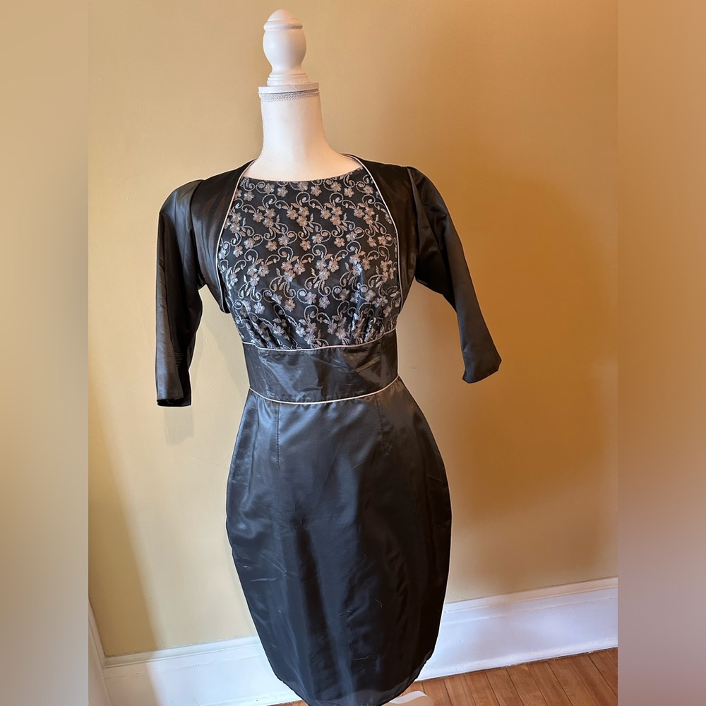 Handmade Taffeta and blue lace Dig for Victory dress